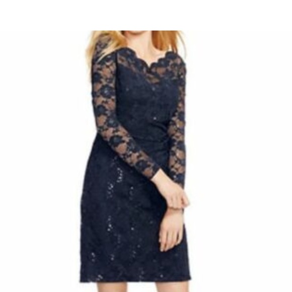 Lauren Ralph Lauren Dresses & Skirts - WOMEN LAUREN RALPH LAUREN Black Sequined Lace Ruched Dress